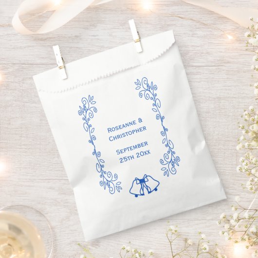 Wedding Favour Bag Blue Sapphire Bells Scrollwork Geschenktütchen (Ausgeschnitten)
