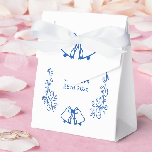 Wedding Favour Box Blue Sapphire Bells Scrollwork Geschenkschachtel (Hochzeit)