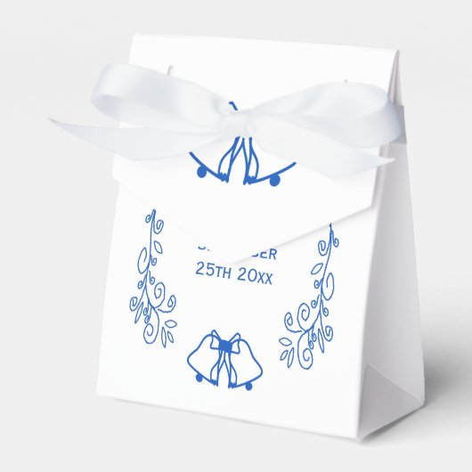 Wedding Favour Box Blue Sapphire Bells Scrollwork Geschenkschachtel (Vorderseite)