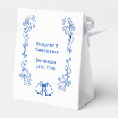 Wedding Favour Box Blue Sapphire Bells Scrollwork Geschenkschachtel (Rückseite)