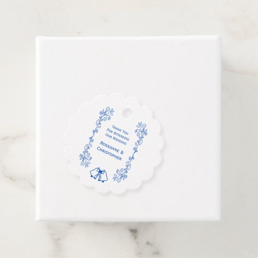 Wedding Favour Gift Tag Blue Sapphire Bells Geschenkanhänger (Beispiel)