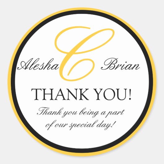 Wedding Favour Thank You Stickers Monogram C (Vorderseite)