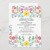 Wedding Fiesta Floral mexikanisch Einladung (Vorne/Hinten)