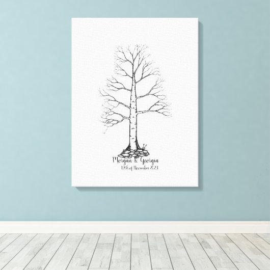 Wedding Fingerprint Tree Gästebuch - Leinwand (Insitu (Holzboden))