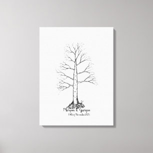 Wedding Fingerprint Tree Gästebuch - Leinwand