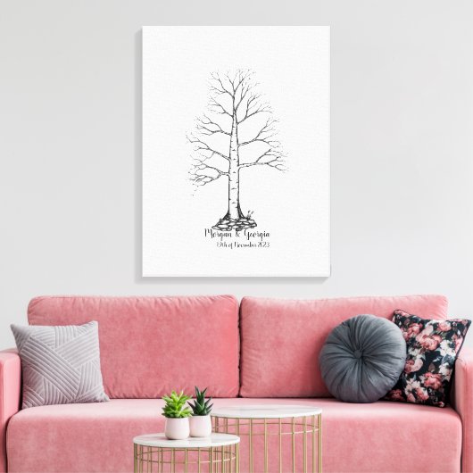 Wedding Fingerprint Tree Gästebuch - Leinwand (Insitu (Wohnzimmer))