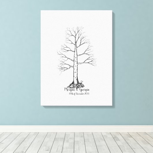 Wedding Fingerprint Tree Gästebuch - Leinwand (Insitu (Holzboden))