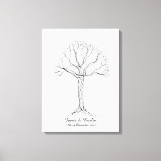Wedding Fingerprint Tree Gästebuch - Leinwand