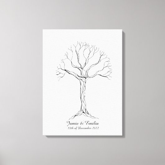 Wedding Fingerprint Tree Gästebuch - Leinwand (Vorderseite)