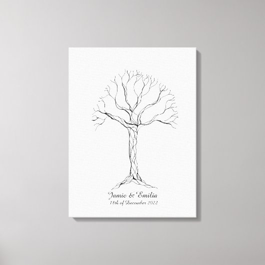 Wedding Fingerprint Tree Gästebuch - Leinwand (Vorderseite)