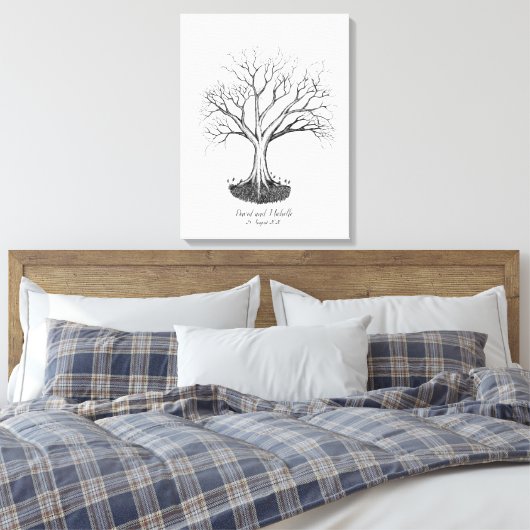Wedding Fingerprint Tree Gästebuch - Leinwand (Insitu (Schlafzimmer))