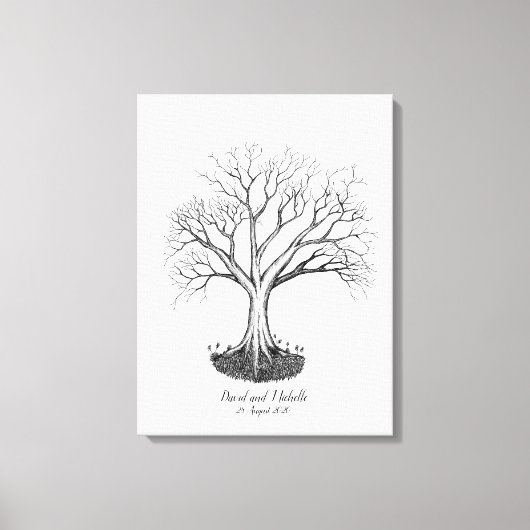 Wedding Fingerprint Tree Gästebuch - Leinwand (Vorderseite)