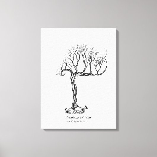 Wedding Fingerprint Tree Gästebuch - Leinwand (Vorderseite)
