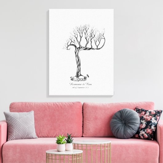 Wedding Fingerprint Tree Gästebuch - Leinwand (Insitu (Wohnzimmer))