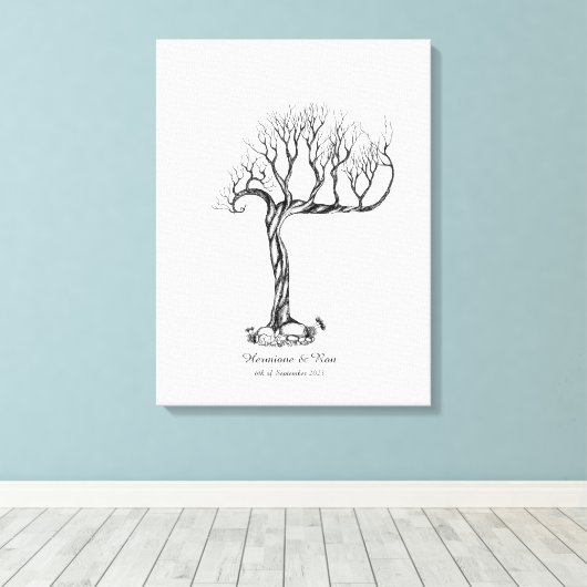 Wedding Fingerprint Tree Gästebuch - Leinwand (Insitu (Holzboden))