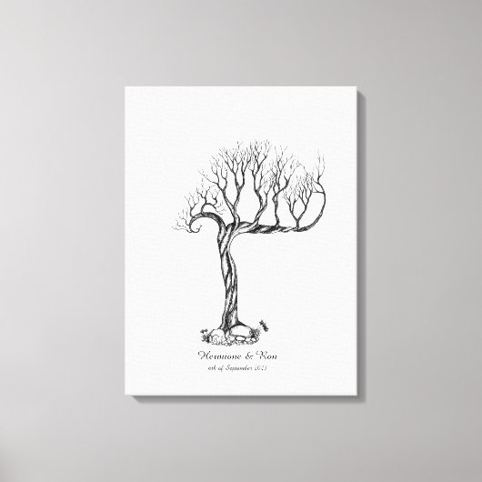 Wedding Fingerprint Tree Gästebuch - Leinwand (Vorderseite)