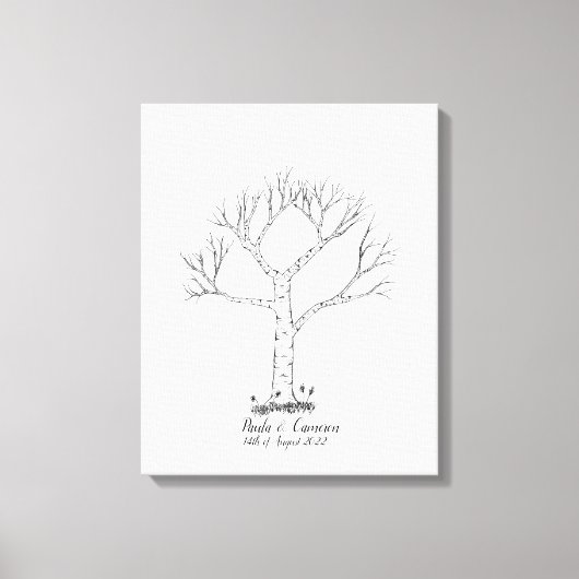 Wedding Fingerprint Tree Gästebuch - Leinwand (Vorderseite)