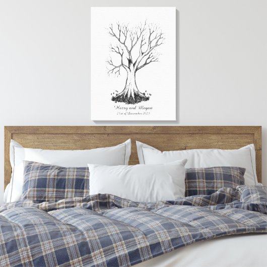 Wedding Fingerprint Tree Gästebuch - Leinwand (Insitu (Schlafzimmer))