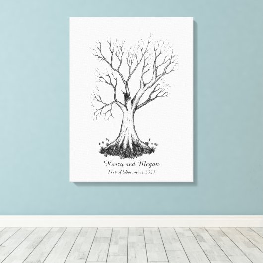 Wedding Fingerprint Tree Gästebuch - Leinwand (Insitu (Holzboden))