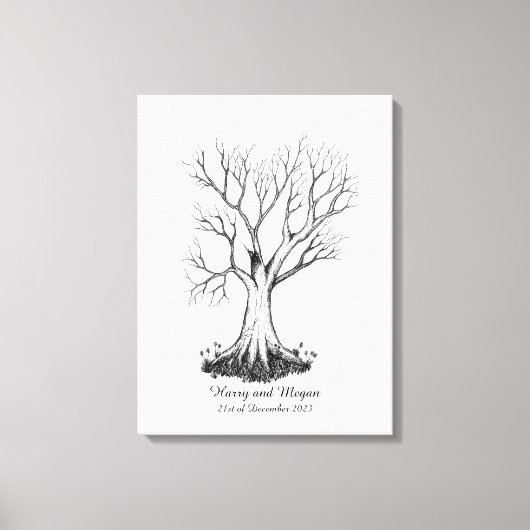 Wedding Fingerprint Tree Gästebuch - Leinwand (Vorderseite)