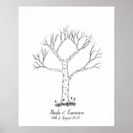 Wedding Fingerprint Tree Gästebuch - Poster (Vorne)