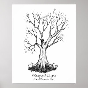 Wedding Fingerprint Tree Gästebuch - Poster