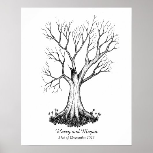 Wedding Fingerprint Tree Gästebuch - Poster (Vorne)