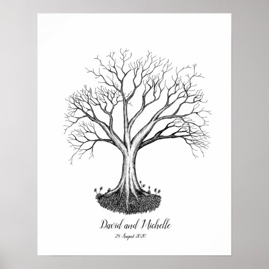 Wedding Fingerprint Tree Gästebuch - Poster (Vorne)