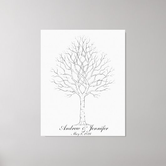 Wedding Fingerprint Tree Guest Book Alternative Leinwanddruck (Vorderseite)