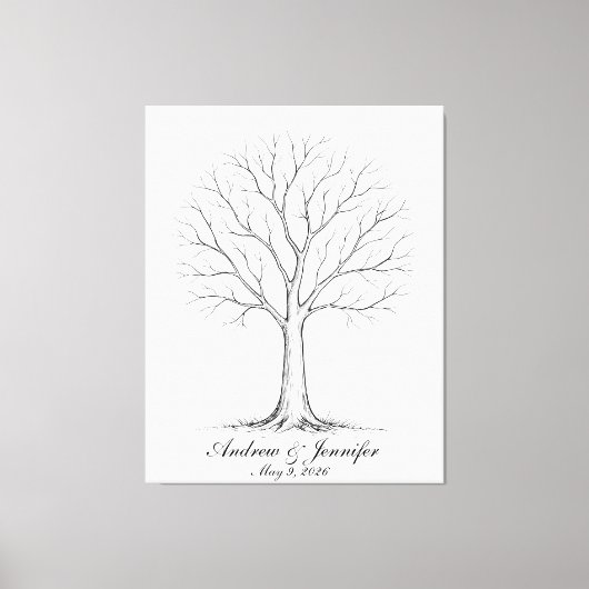 Wedding Fingerprint Tree Guest Book Alternative Leinwanddruck (Vorderseite)