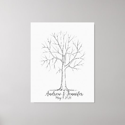 Wedding Fingerprint Tree Guest Book Alternative Leinwanddruck (Vorderseite)