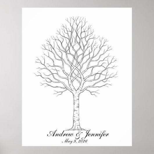Wedding Fingerprint Tree Guest Book Alternative Poster (Vorne)