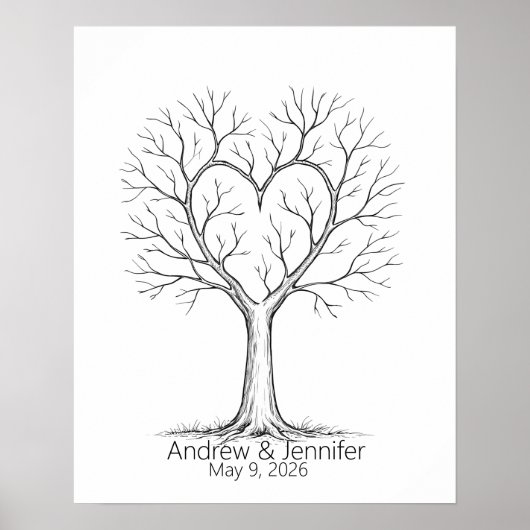 Wedding Fingerprint Tree Guest Book Alternative Poster (Vorne)