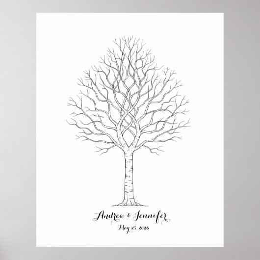 Wedding Fingerprint Tree Guest Book Alternative Poster (Vorne)