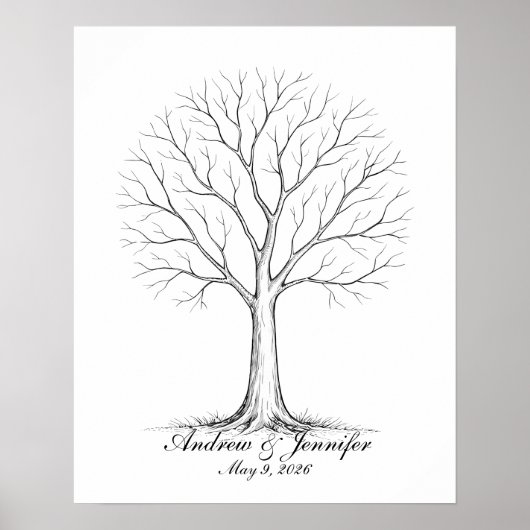 Wedding Fingerprint Tree Guest Book Alternative Poster (Vorne)