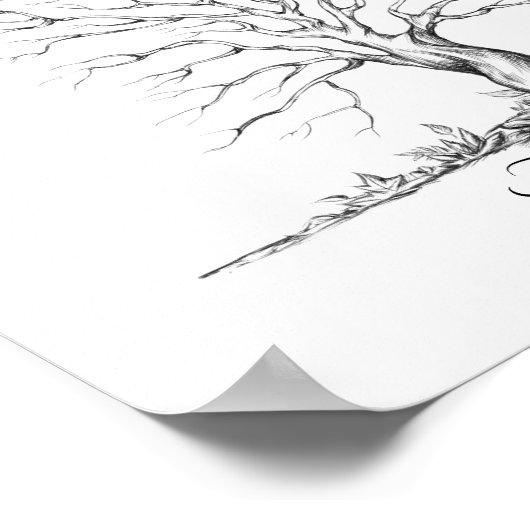 Wedding Fingerprint Tree Guestbook Poster (Ecke)