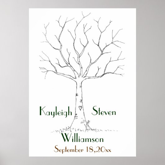 Wedding Fingerprint Tree Poster (Vorne)