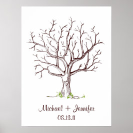 Wedding Fingerprint Tree Poster (braun)
