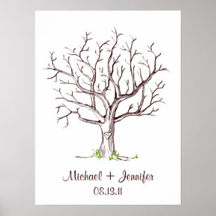 Wedding Fingerprint Tree Poster (braun)