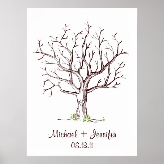 Wedding Fingerprint Tree Poster (braun) (Vorne)