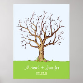 Wedding Fingerprint Tree Poster (Farbe)