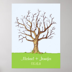 Wedding Fingerprint Tree Poster (Farbe)