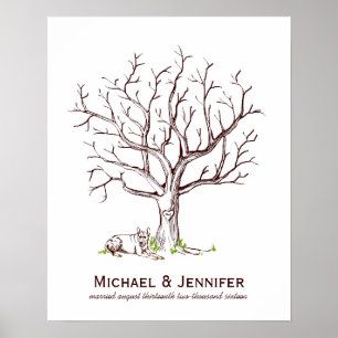 Wedding Fingerprint Tree Poster (Hund)