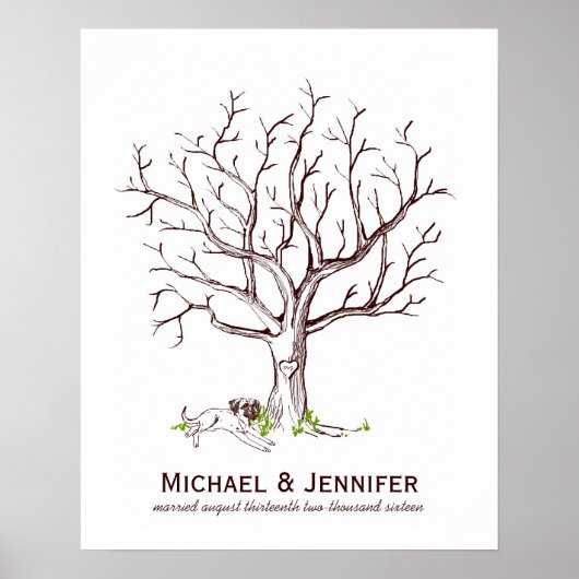 Wedding Fingerprint Tree Poster (Hund II) (Vorne)