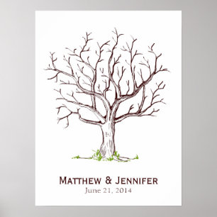 Wedding Fingerprint Tree Poster (Kein Herz)