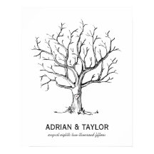 Wedding Fingerprint Tree Poster (schwarz)