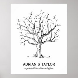 Wedding Fingerprint Tree Poster (schwarz)