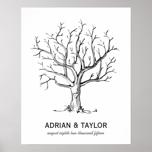 Wedding Fingerprint Tree Poster (schwarz) (Vorne)