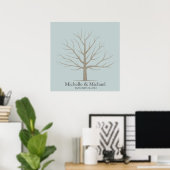 Wedding Fingerprint Tree - Square Blue Poster (Heimbüro)