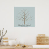 Wedding Fingerprint Tree - Square Blue Poster (Küche)